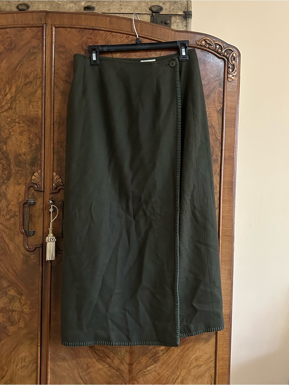Vintage Y2K Old Money look  G H Bass Wool Blend  Wrap Pencil Midi Skirt